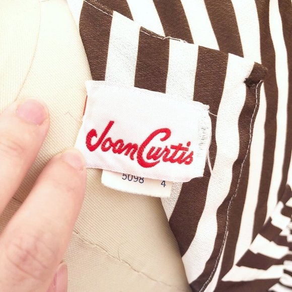 VTG 1970s Sheer Boho Prairie Brown & White Striped Union Made Ruffle Dress Small - Picture 8 of 9